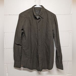 Massimo Dutti Men's Olive Green Casual Button Down Long Sleeve Shirt Small